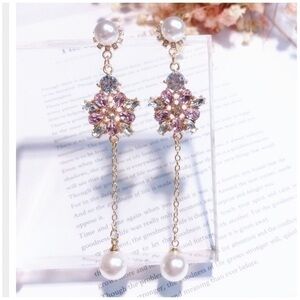 Flower Rhinestone Drop Earrings
